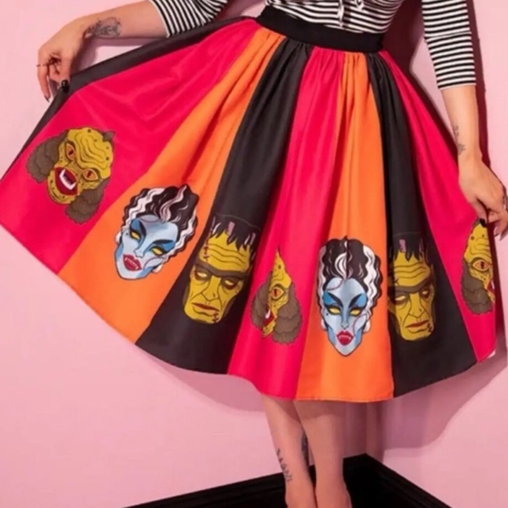 Vixen by Micheline Pitt Monster Mask Midi Skirt